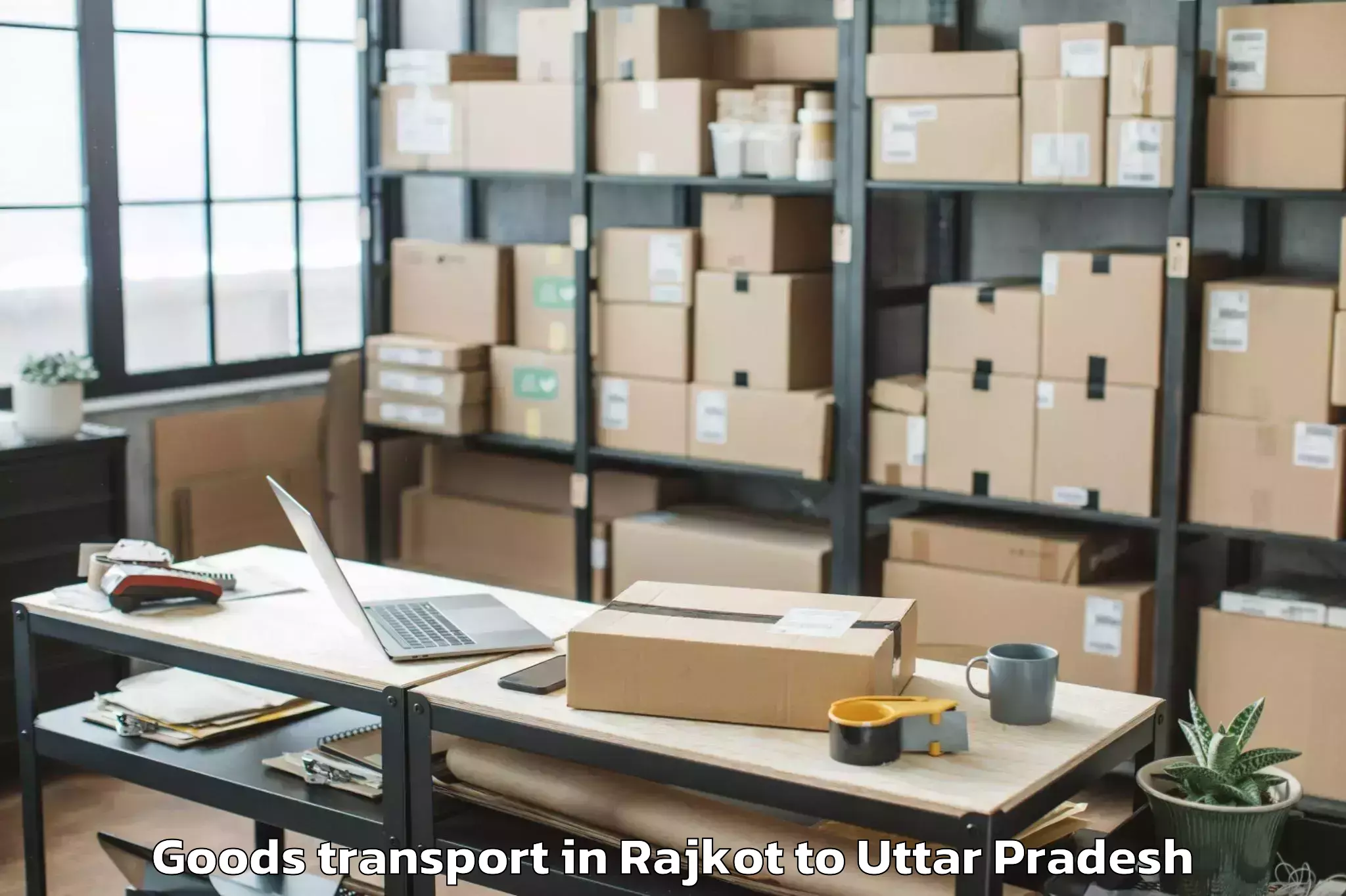 Top Rajkot to Fatehganj West Goods Transport Available